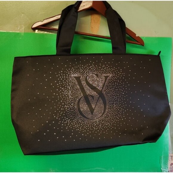 Victoria’s Secret Shine Zipper Tote Bag Holiday 2024 Bling Diamante Graphic VGC - Picture 1 of 8